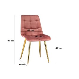 Różowe krzesło ze złotymi nogami do salonu SEUL